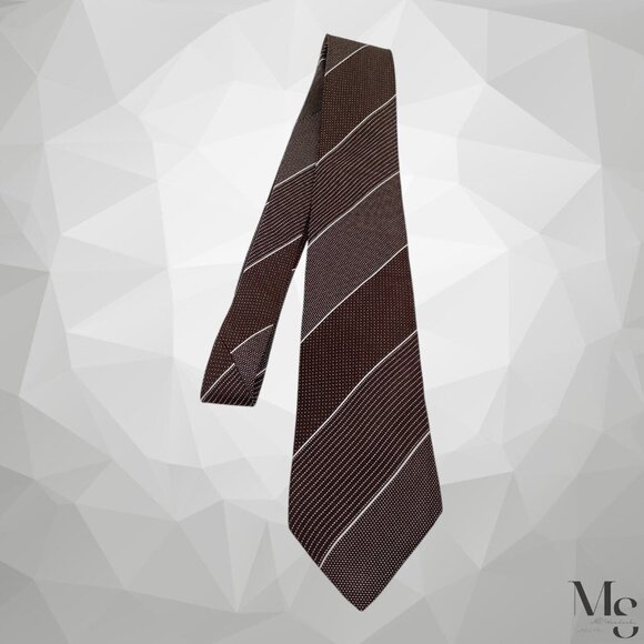 ERMENEGILDO ZEGNA XL Brown Striped Luxury Silk Tie Italy W: 3.25" EX COND - Picture 6 of 6